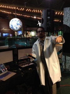 DJ Matt doing a Science Themed Wedding. Nothing like DJing in a labcoat! 